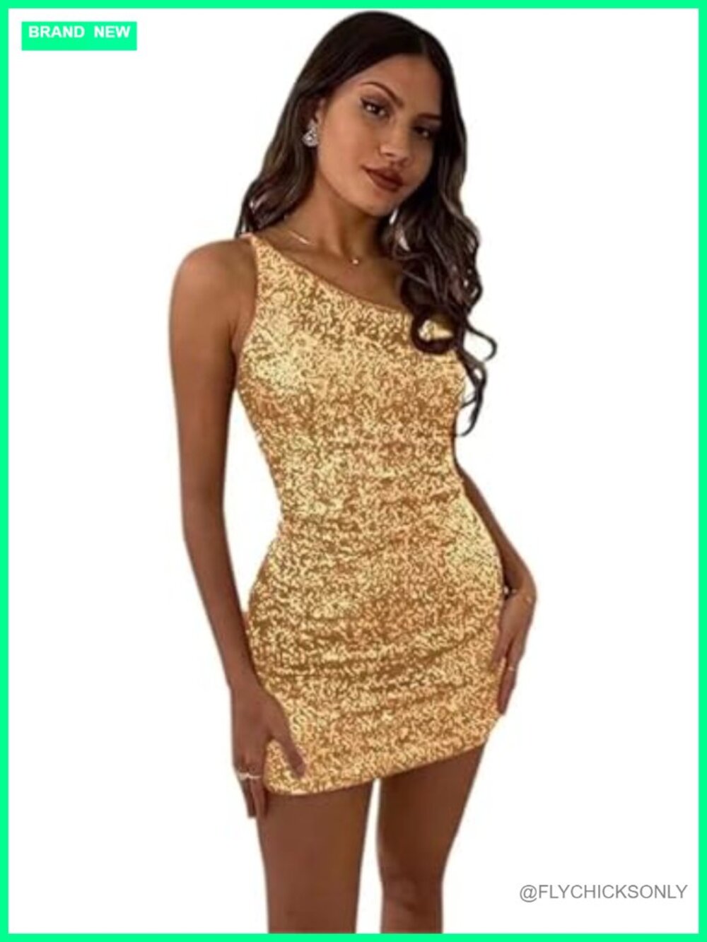Sequin One Shoulder Backless Bodycon Mini Dress